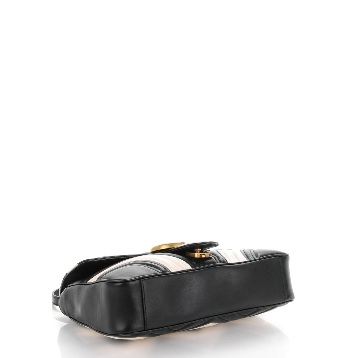 Calfskin Matelasse Medium GG Marmont Shoulder Bag Black White