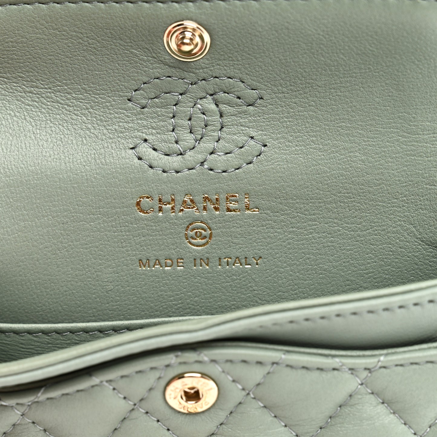 Lambskin Quilted Mini Flap Bag Charm With Hook Green