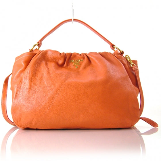 Prada Cervo Deerskin Pleats Hobo Corallo 1 of 11