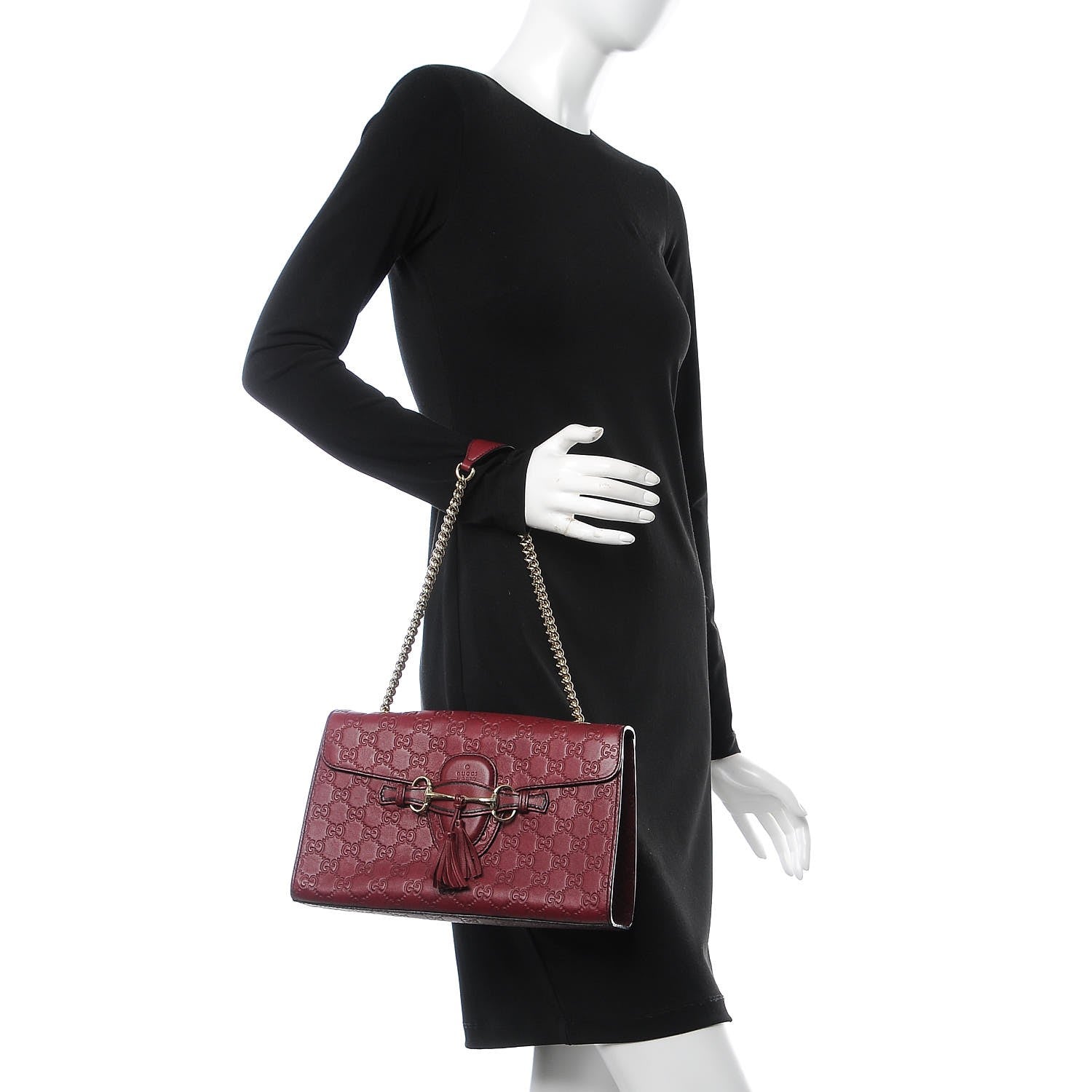 Gucci Soft Guccissima Medium Emily Chain Shoulder Bag Classic Ruby 2 of 9