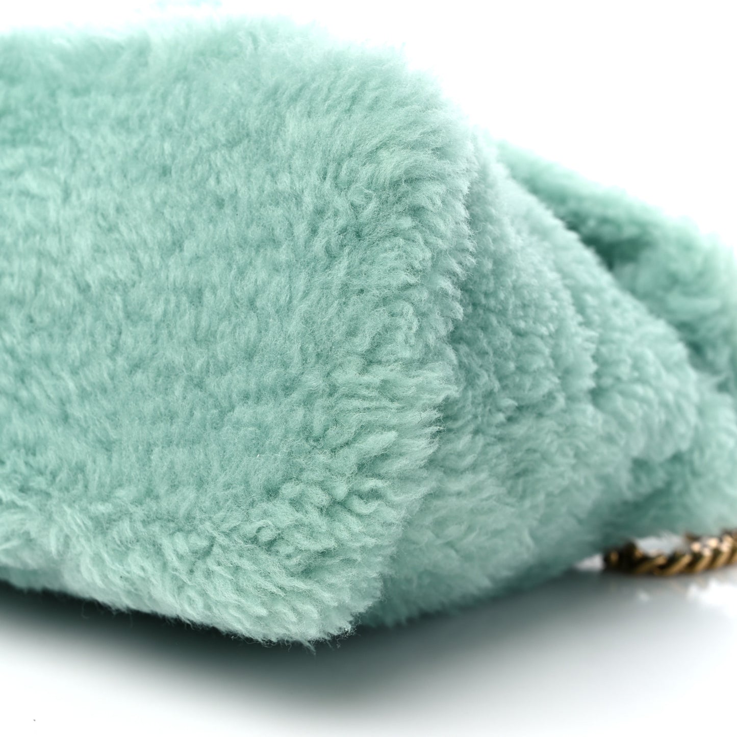 Merino Shearling Lambskin Quilted Small Loulou Puffer Monogram Chain Satchel Iced Mint