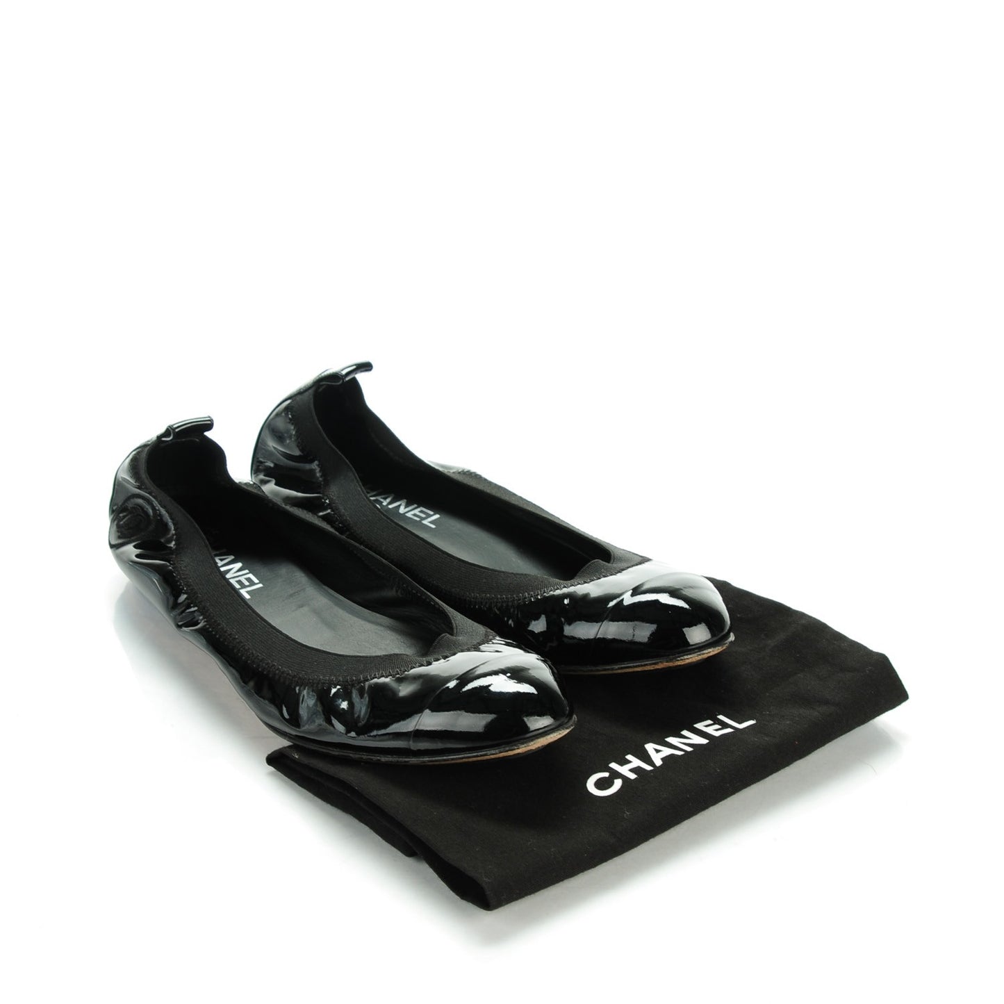 Patent CC Elastic Cap Toe Ballerina Flats 39 Black
