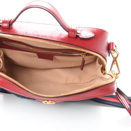 Gucci Suede Calfskin Web Small Ophidia Top Handle Shoulder Bag New Blue Romantic Cherry 5 of 16