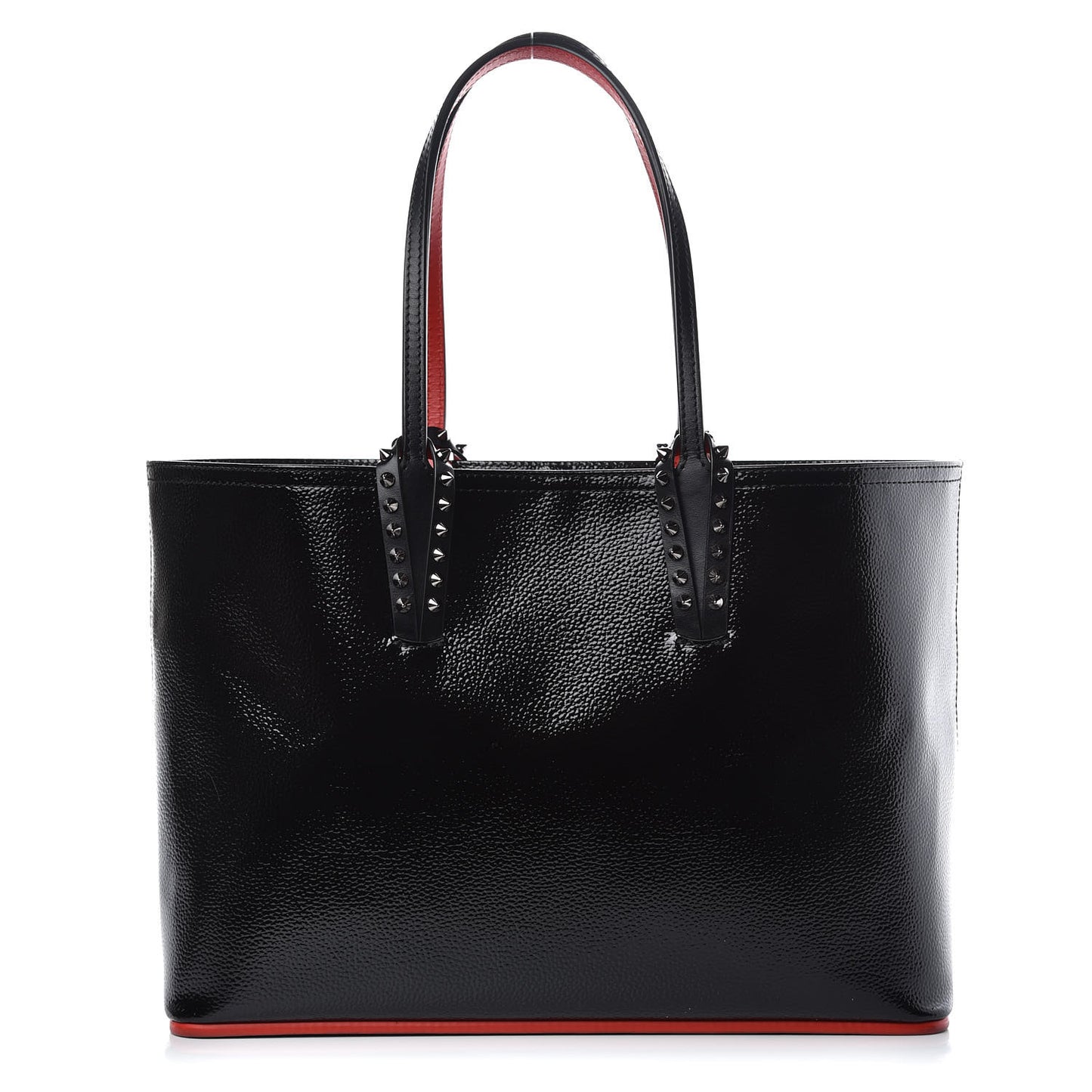 Patent Calfskin Spikes Small East West Cabata Tote Black