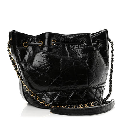 Chanel Shiny Aged Calfskin CC Chain Drawstring Bag Black 3 of 13