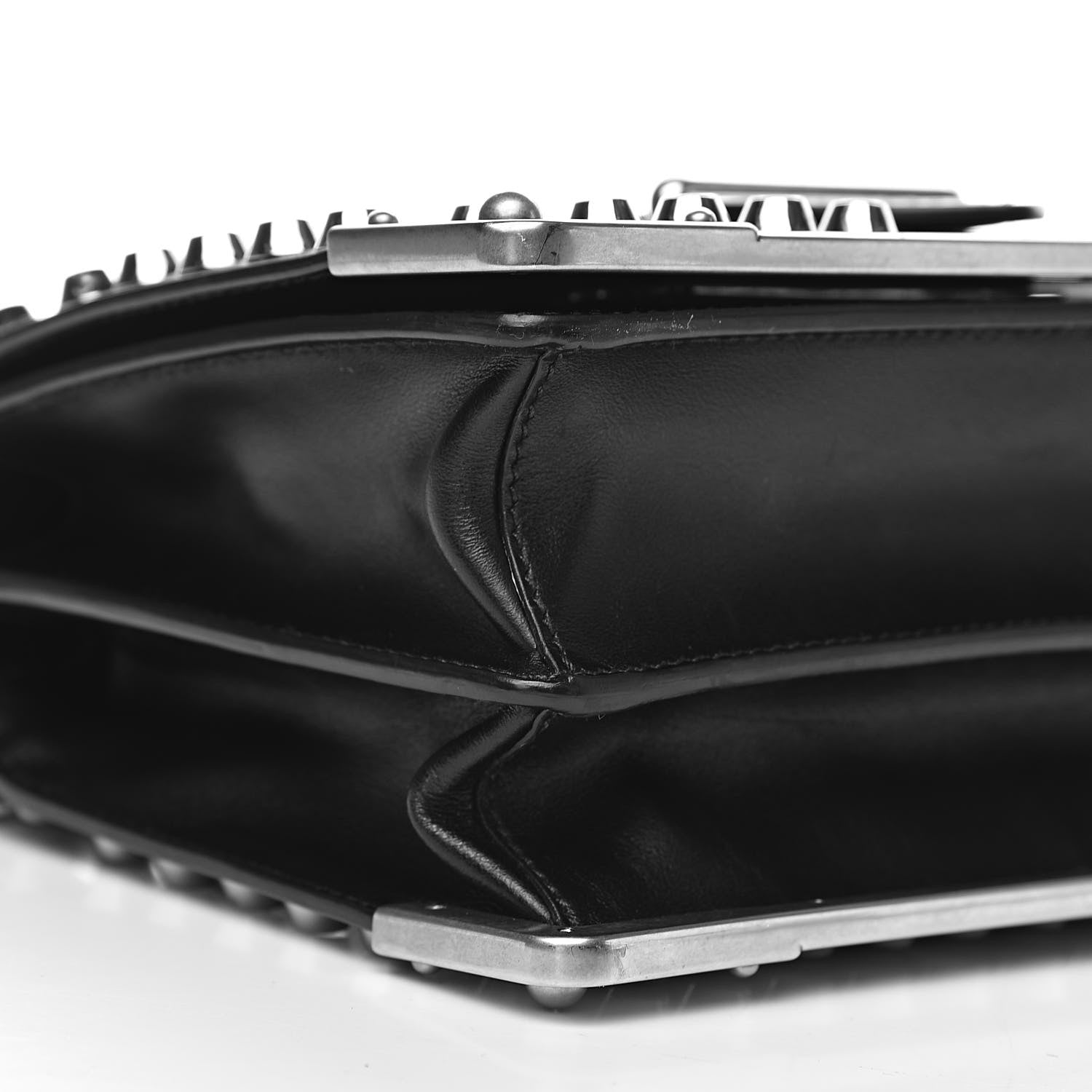 Prada City Calf Saffiano Studded Small Cahier Bag Black 7 of 9