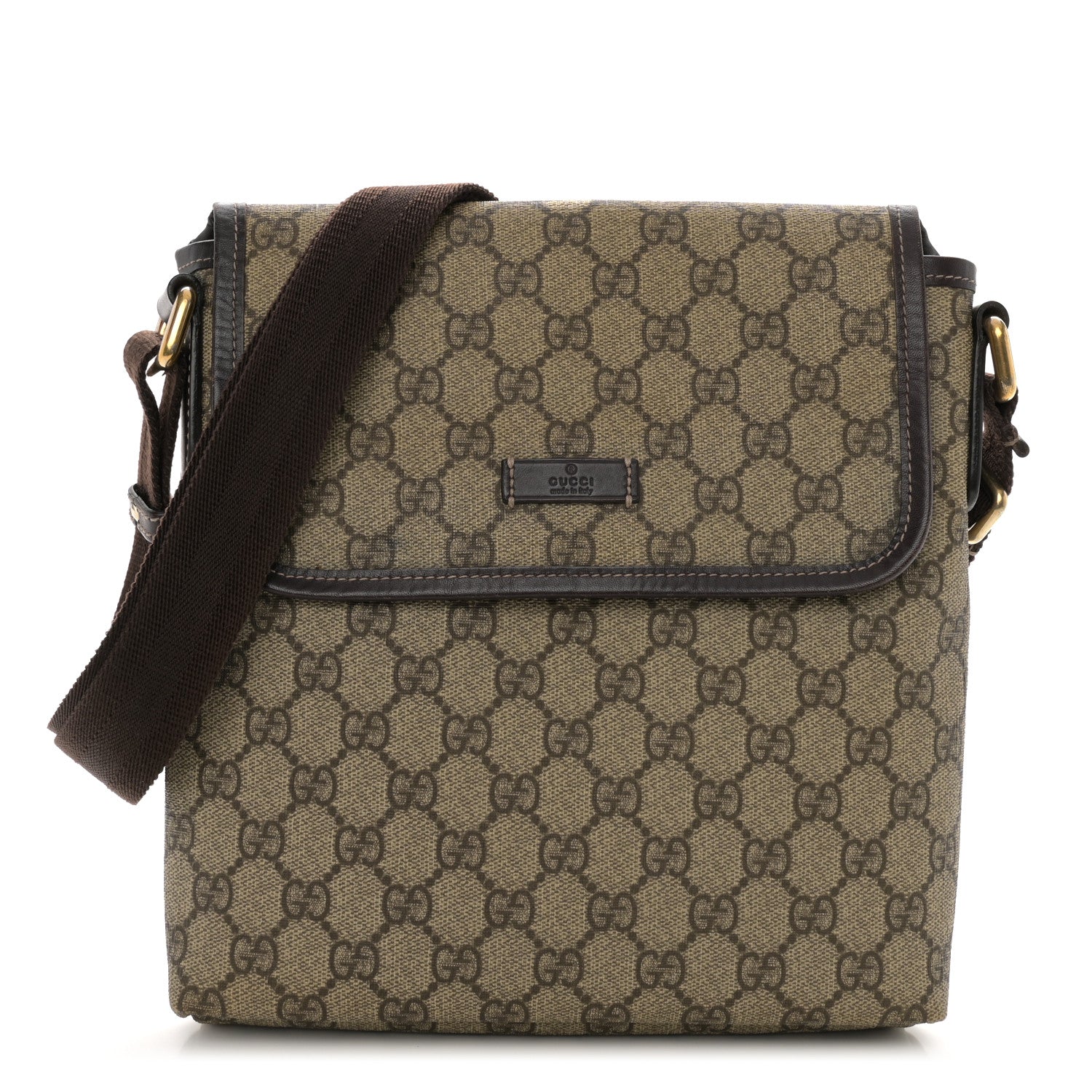 Gucci GG Plus Monogram Small Flap Messenger Bag Beige Dark Brown 1 of 12