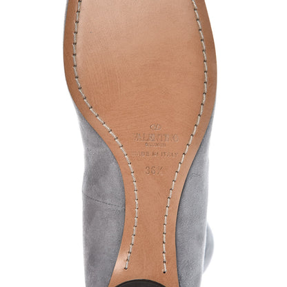 Valentino Garavani Suede Lace Up Plum Ballet Flats 36.5 Grey 6 of 10