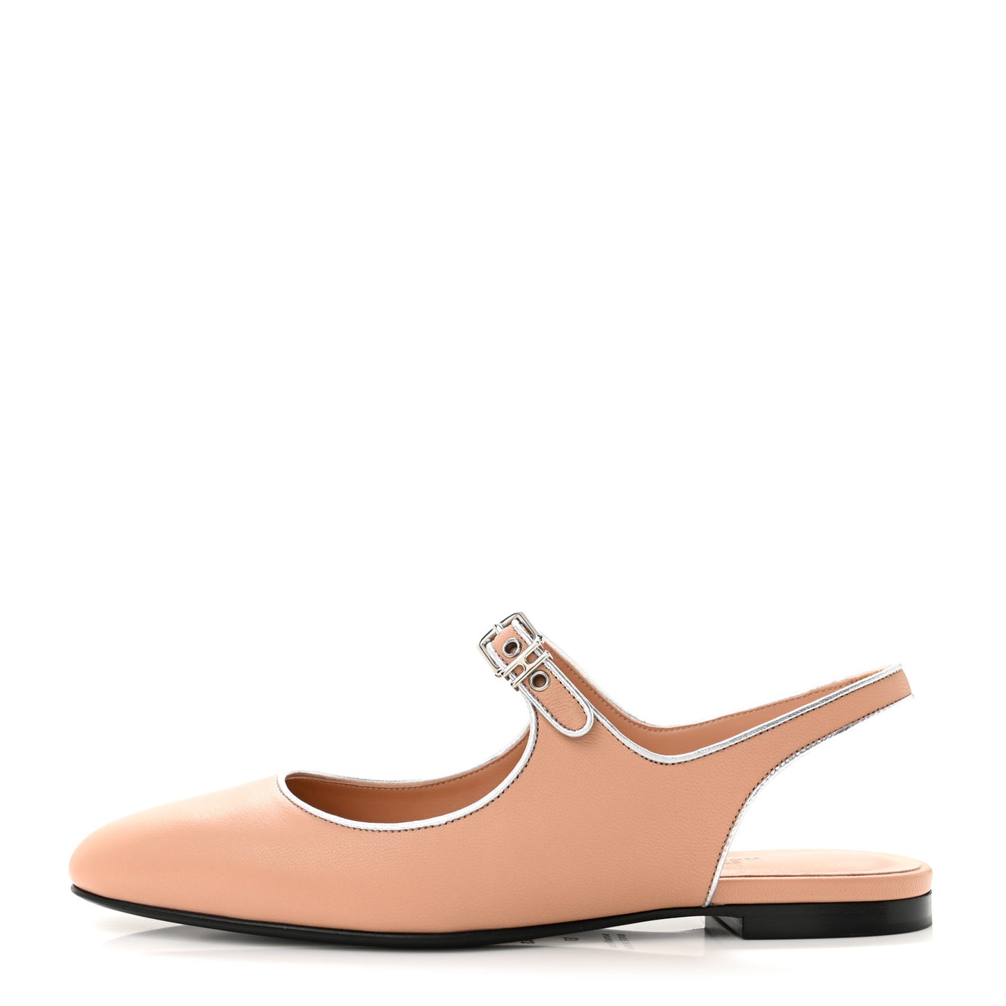 Goatskin Metallic Nappa Kleo Slingback Flats 37 Beige Perlino Gris Argente