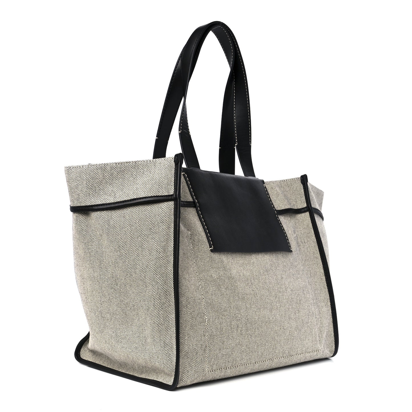 Canvas Calfskin XL Morris Tote Optic White Black