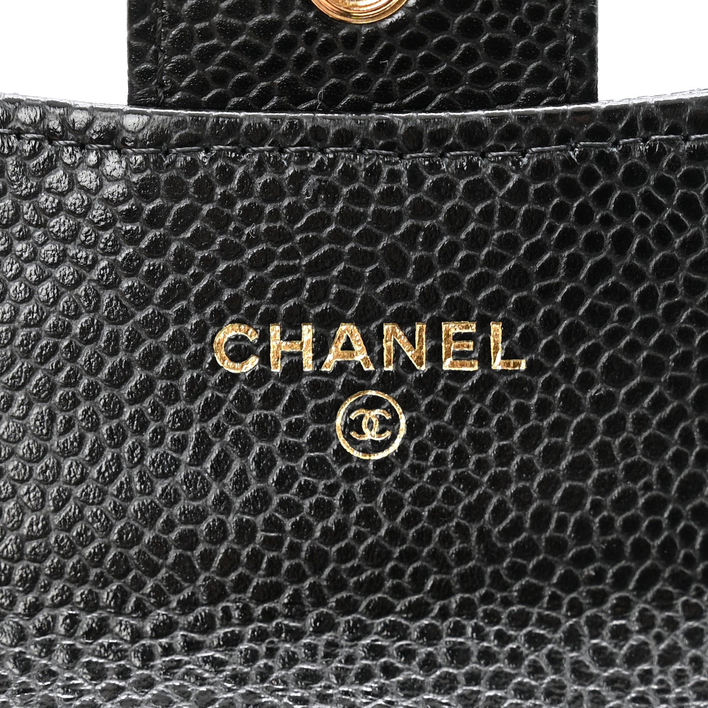 Caviar Quilted Flap Card Holder Wallet Black