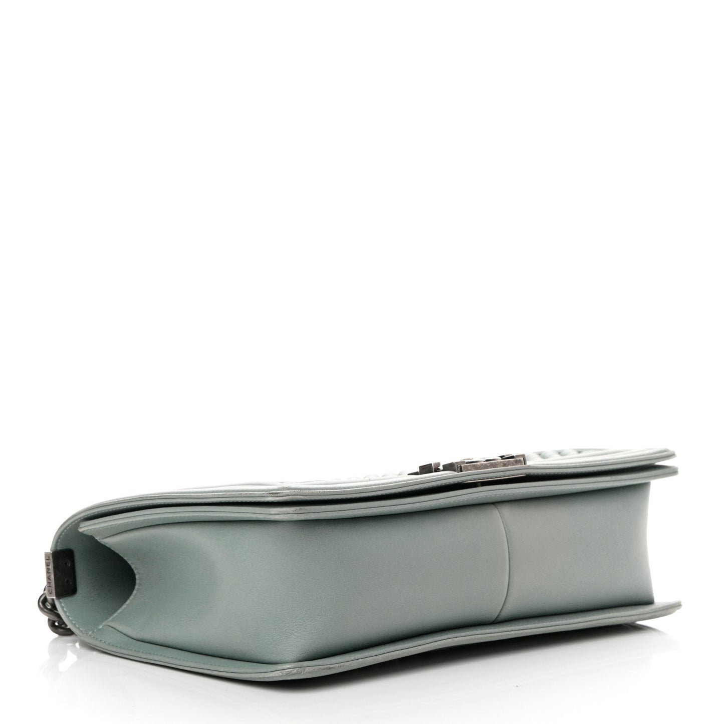 Calfskin Chevron New Medium Boy Flap Light Blue