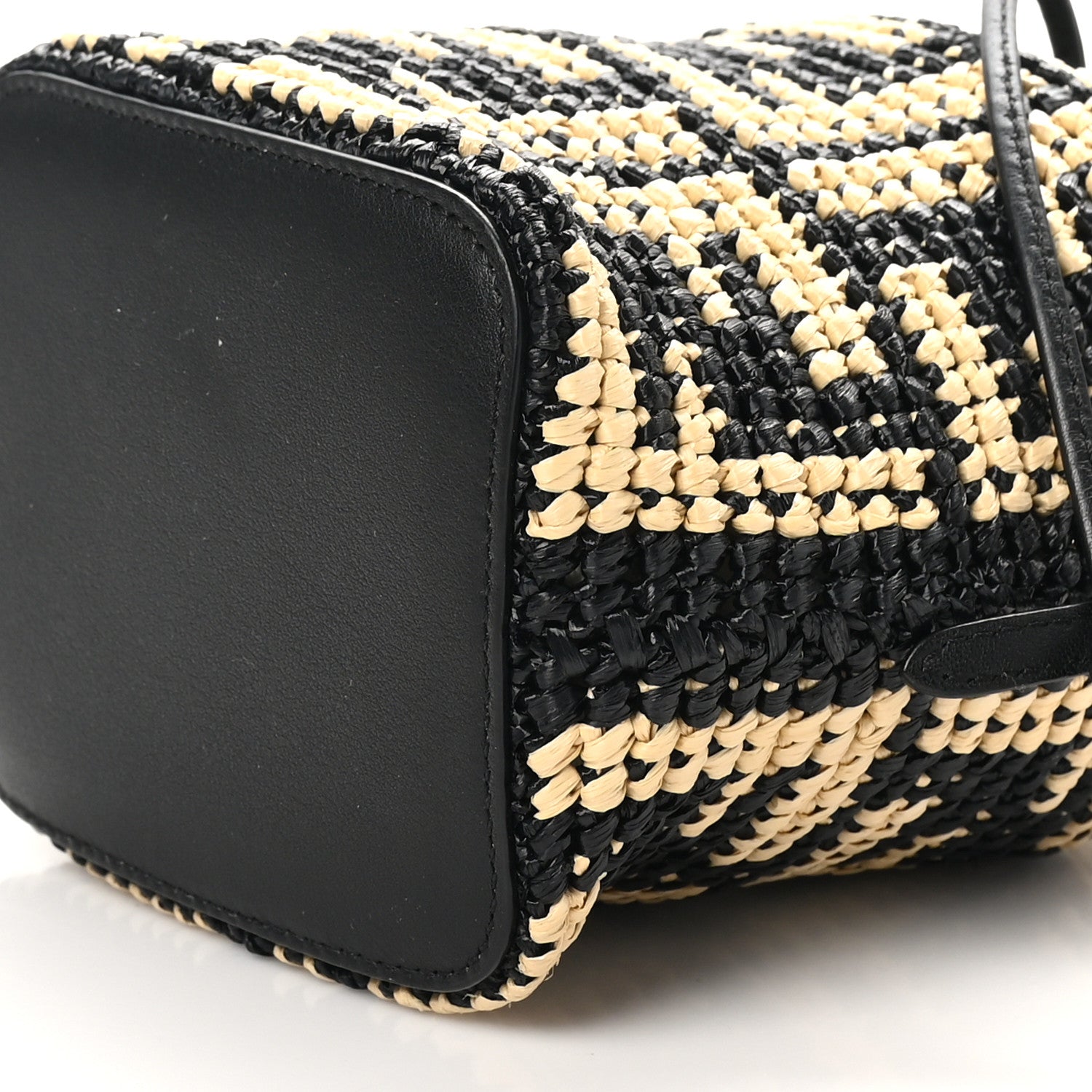 Fendi Raffia Vitello Seta F is Fendi FF Woven Mini Mon Tresor Bucket Bag Black Natural 10 of 10