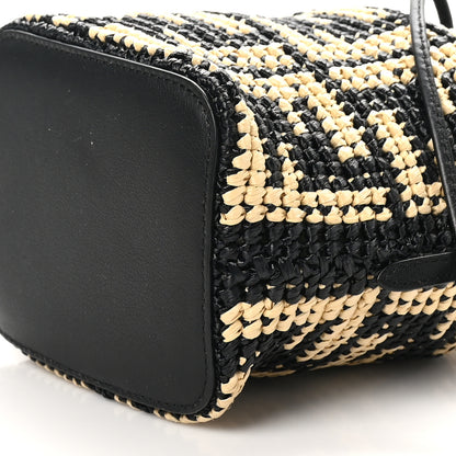 Fendi Raffia Vitello Seta F is Fendi FF Woven Mini Mon Tresor Bucket Bag Black Natural 10 of 10