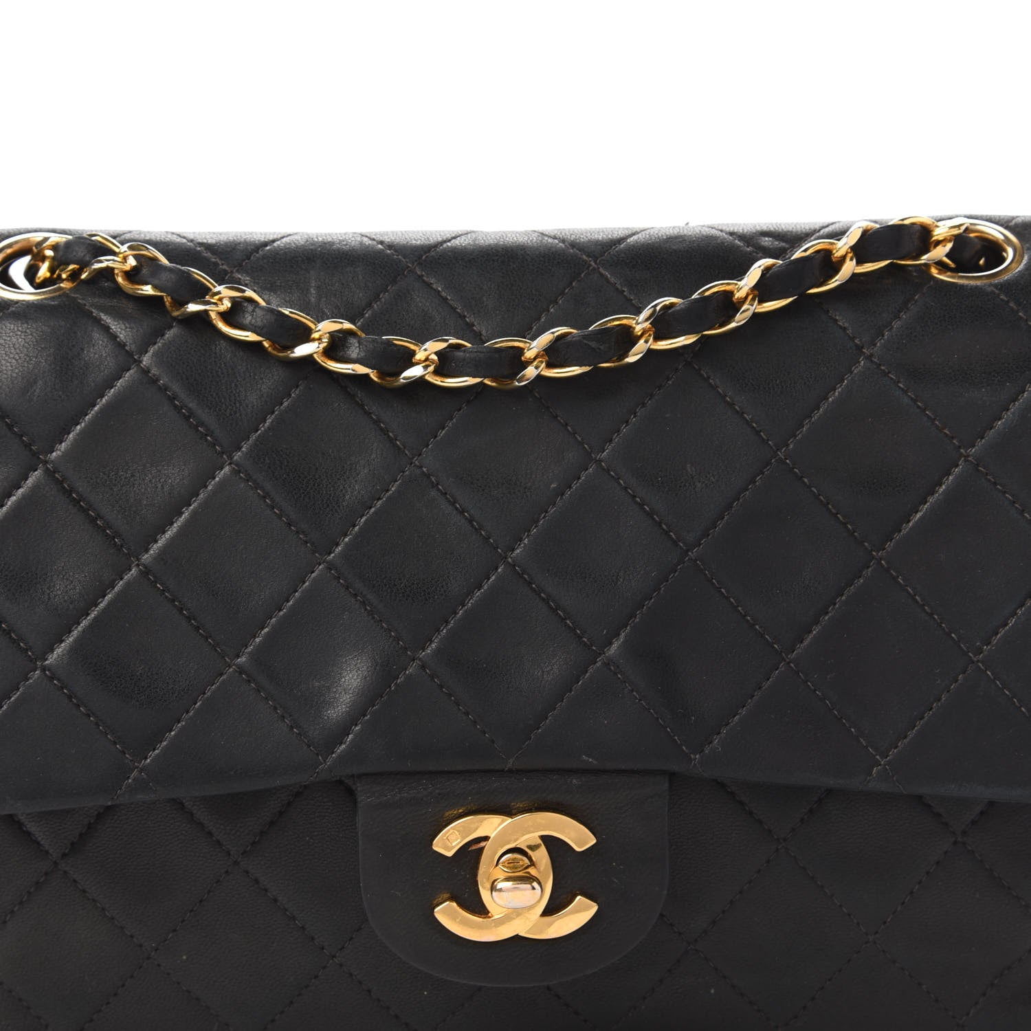 Chanel Lambskin Quilted Medium Double Flap Black 10 of 11