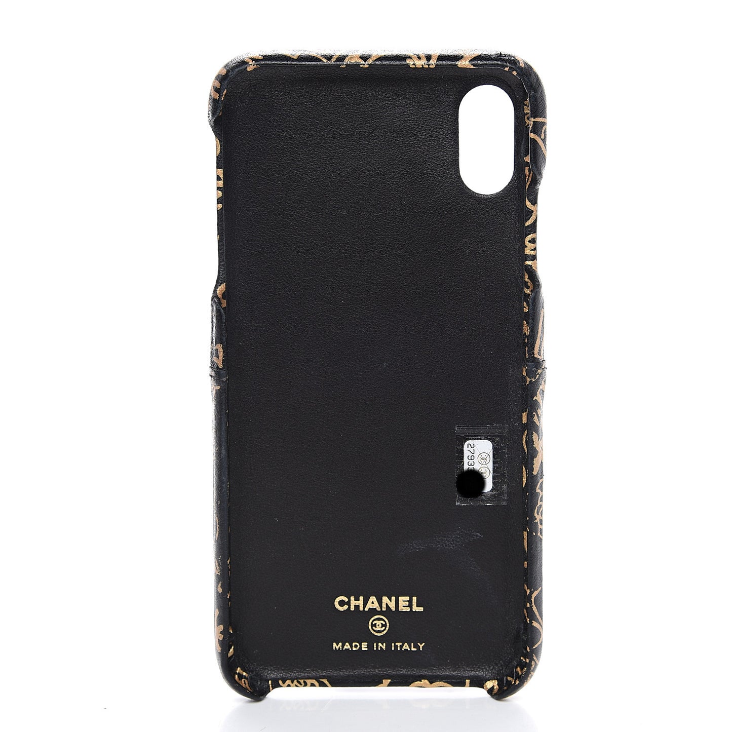 Lambskin Quilted iPhone XR Coco Tech Egyptian Graffiti Case Black Gold