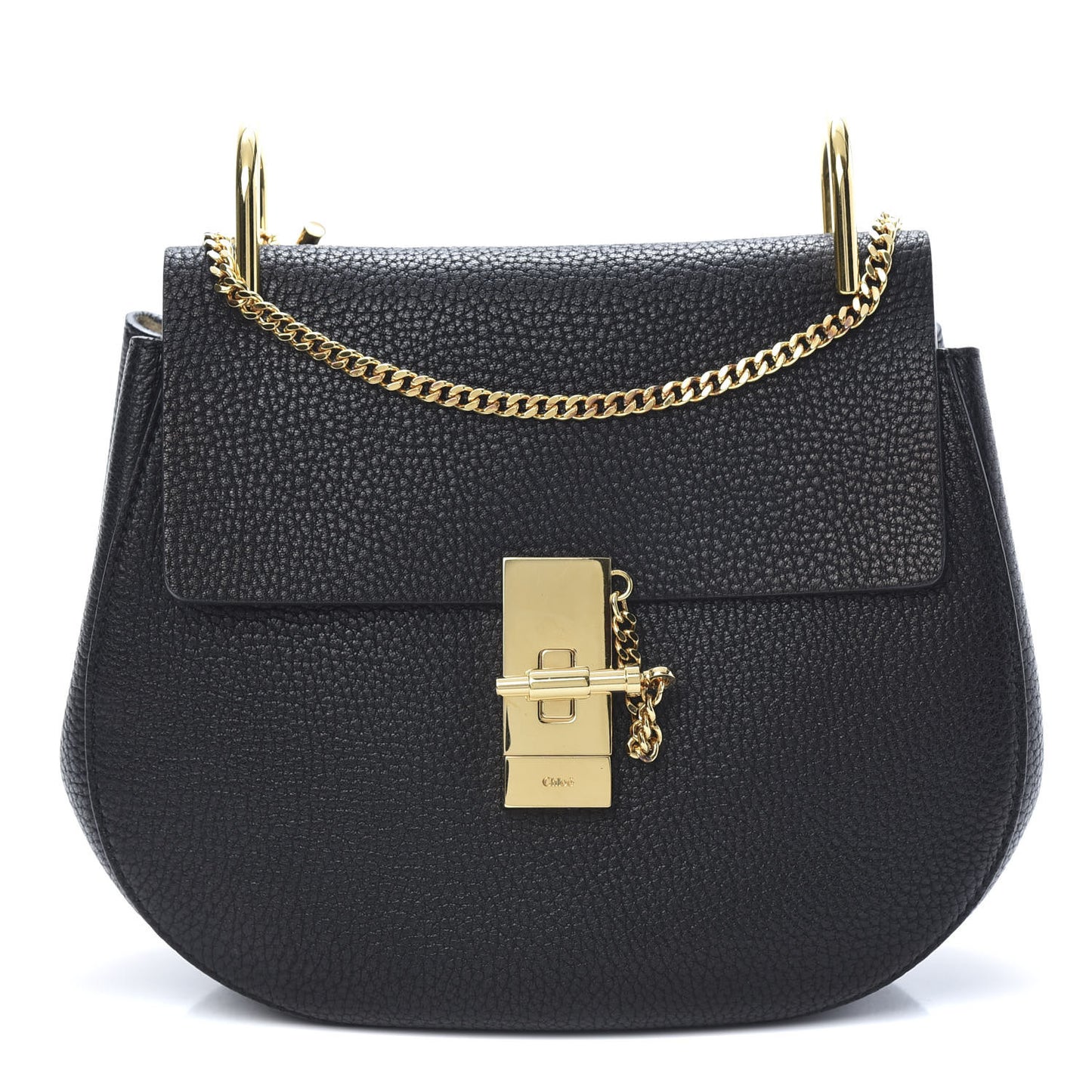 Grained Lambskin Drew Shoulder Bag Black