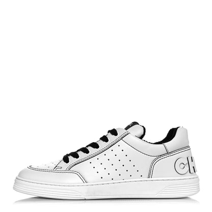 Chanel Calfskin Womens Logo Sneakers 40 White Black 1 of 8