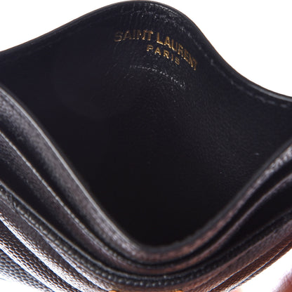 Saint Laurent Grain De Poudre Matelasse Chevron Monogram Credit Card Case Black 4 of 9