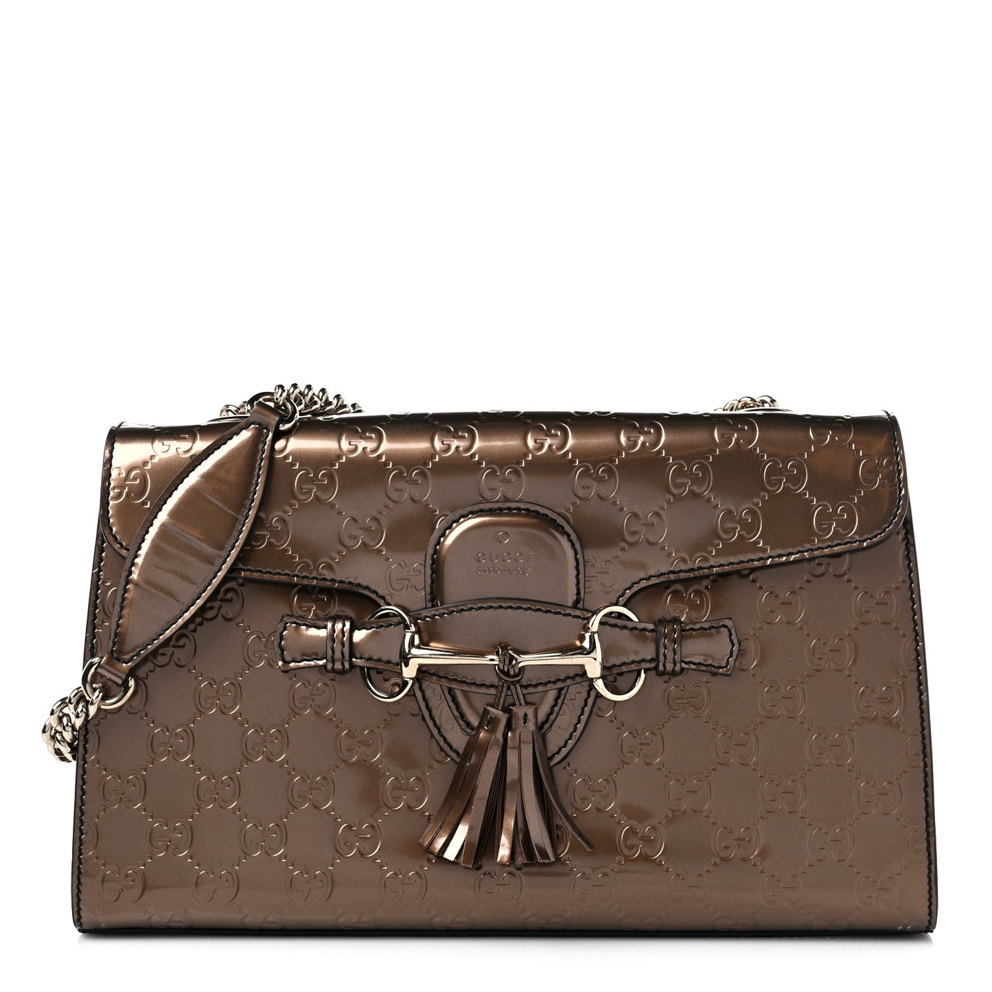 Shine Guccissima Medium Emily Chain Shoulder Bag Acero