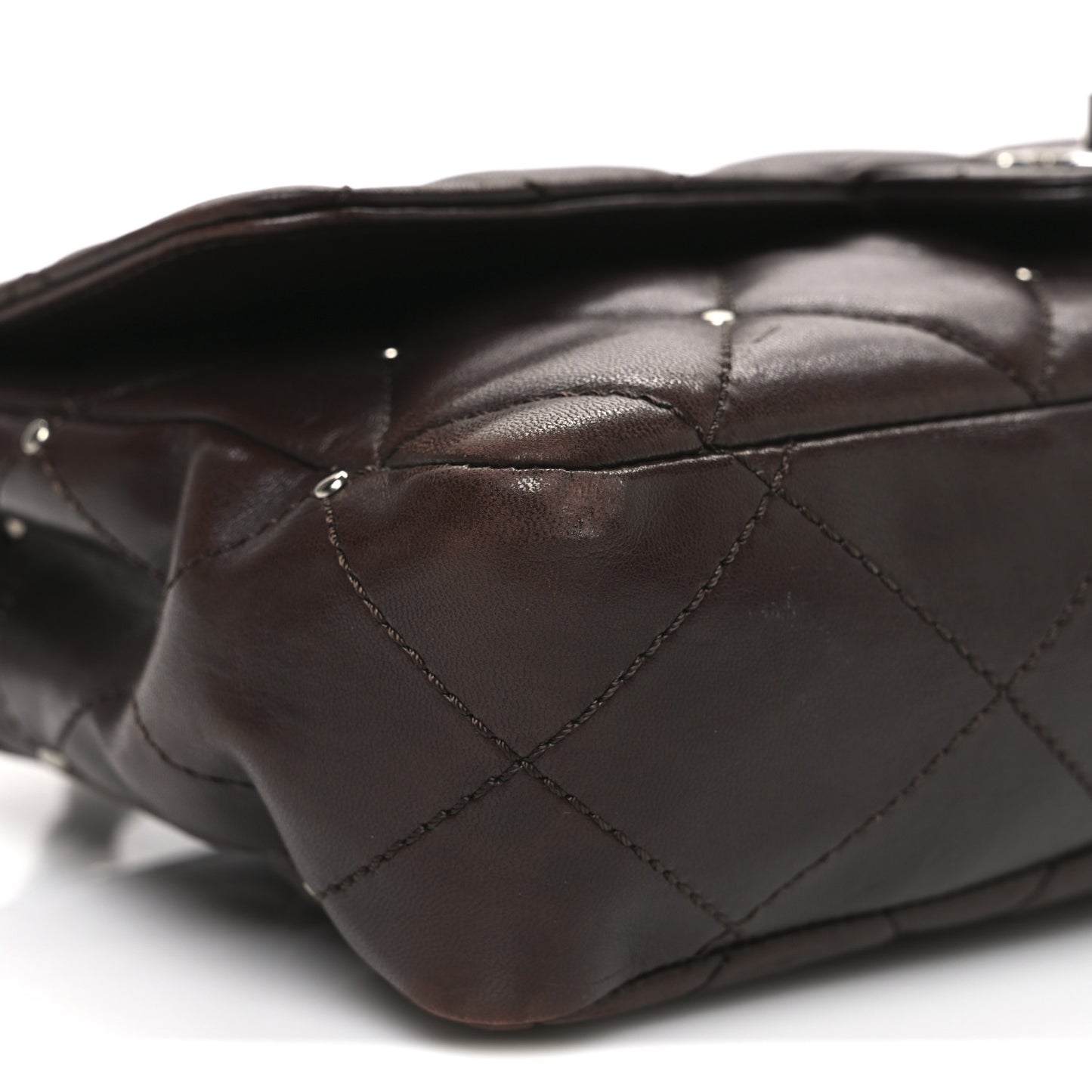 Lambskin Studded Medium Flap Brown