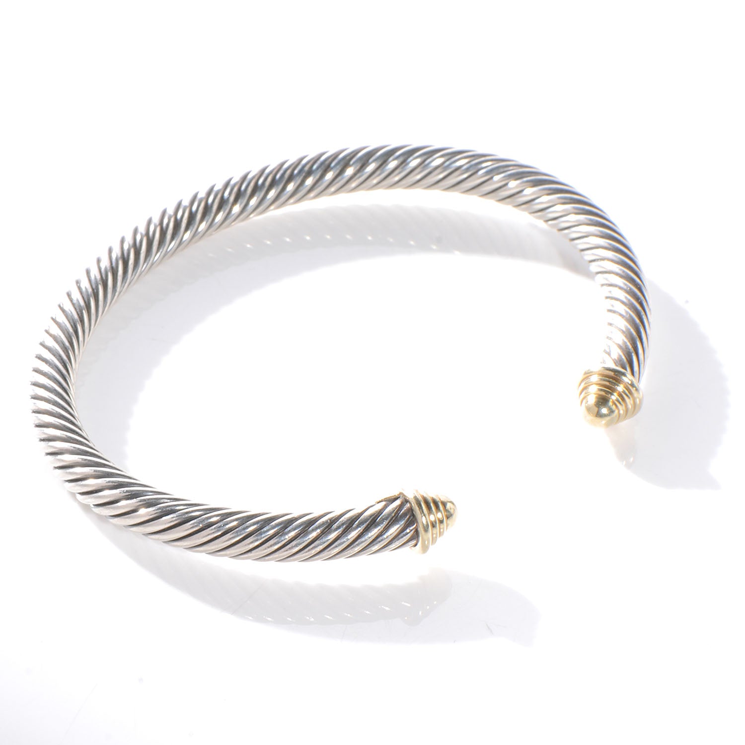 David Yurman Sterling Silver 14K Yellow Gold 5mm Cable Classics Bracelet 3 of 4
