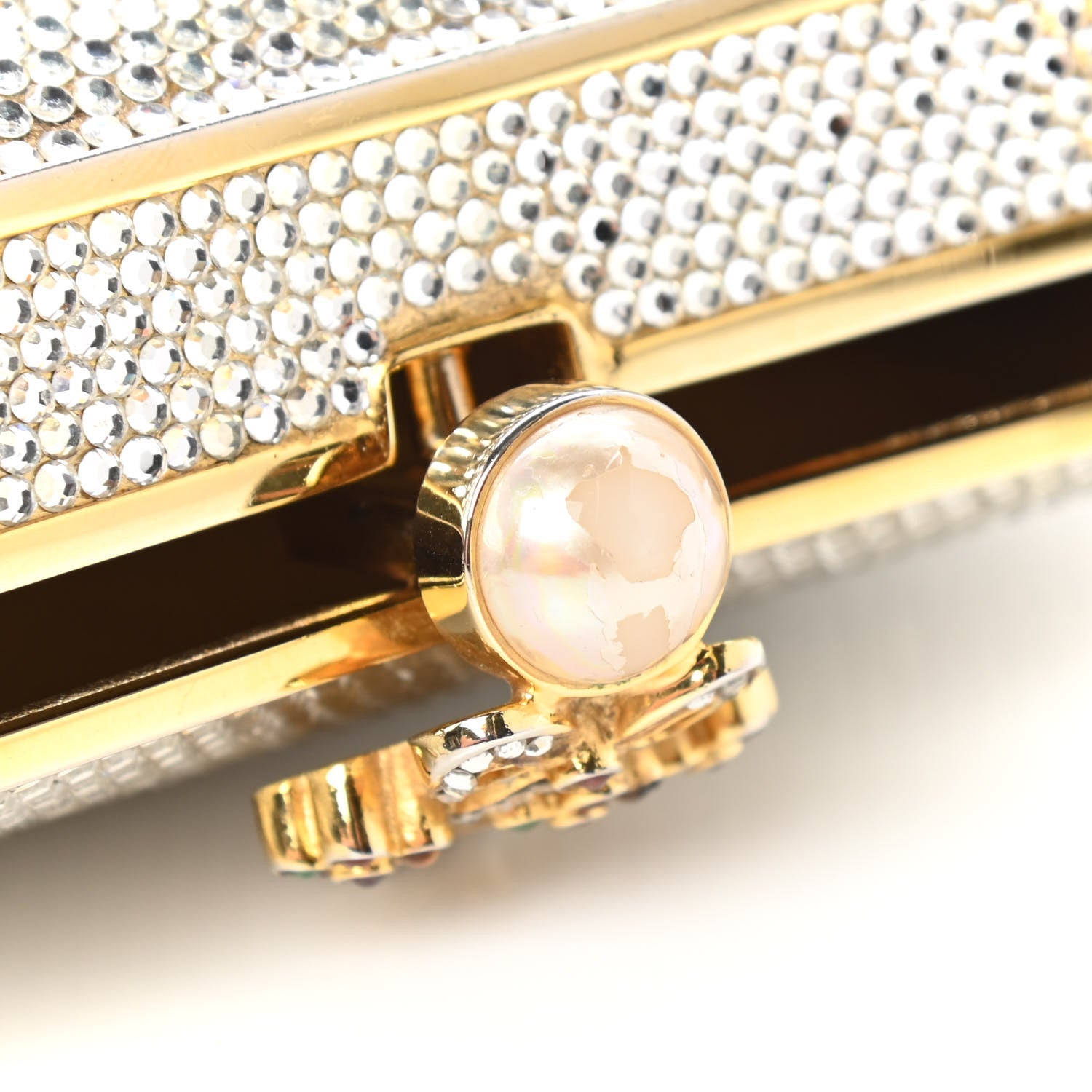 Judith Leiber Crystal Minaudiere Clutch Gold Silver 9 of 11