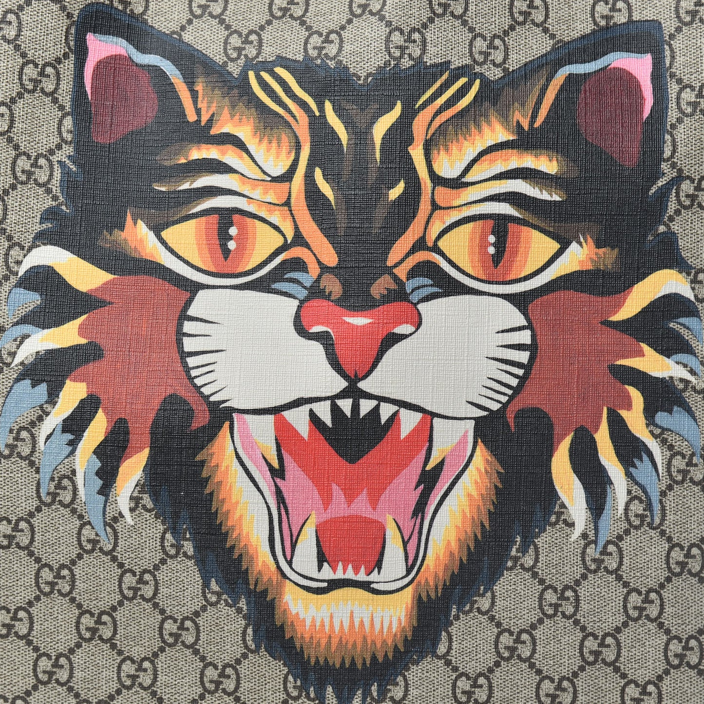 GG Supreme Monogram Angry Cat Drawstring Backpack