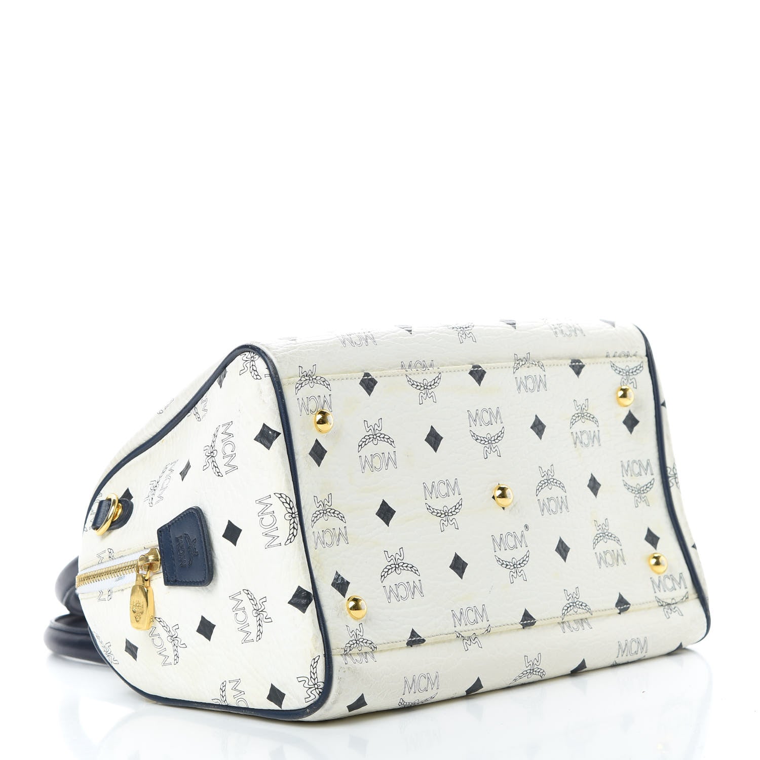 MCM Visetos Boston Satchel White 4 of 14