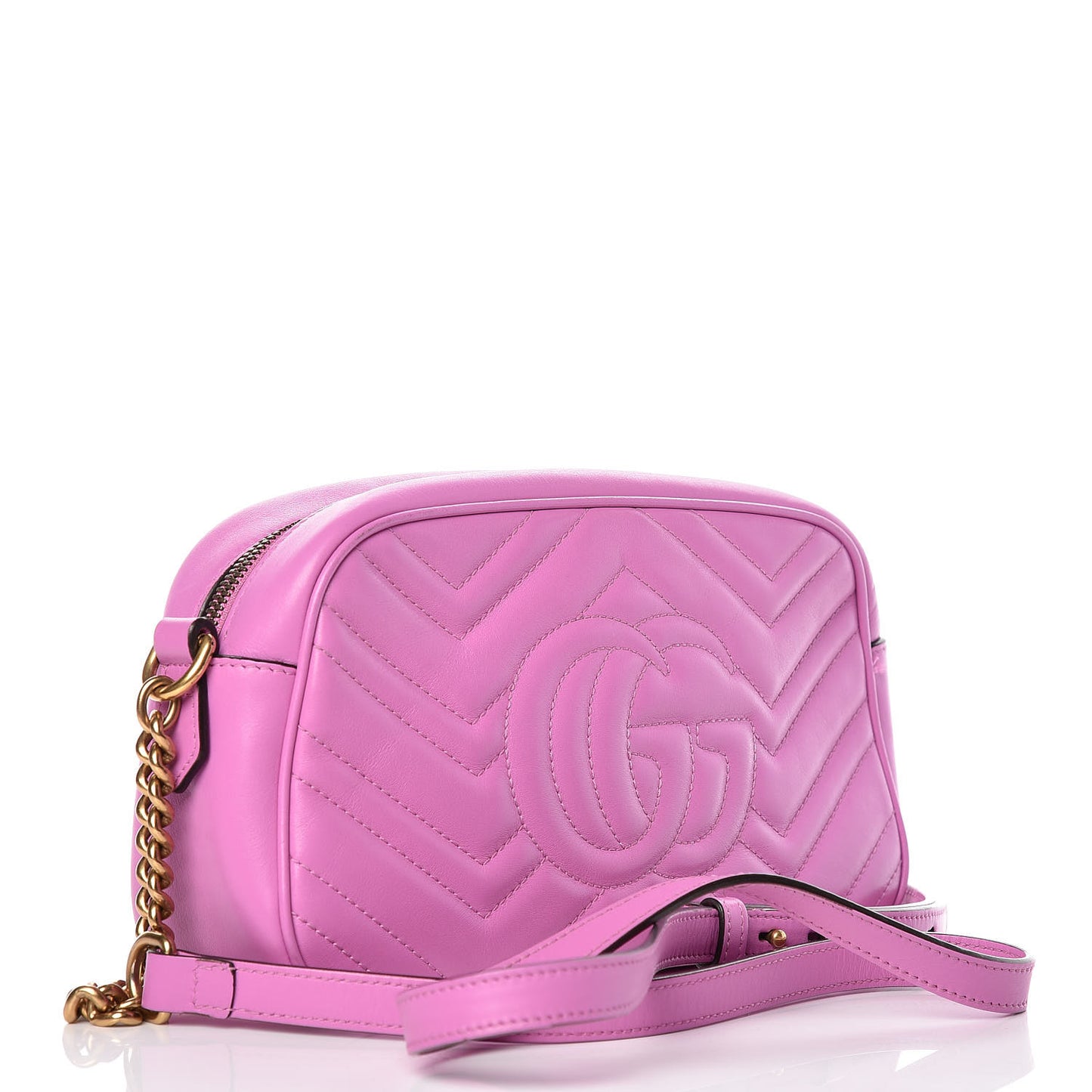 Calfskin Matelasse Small GG Marmont Chain Shoulder Bag Candy Mousse