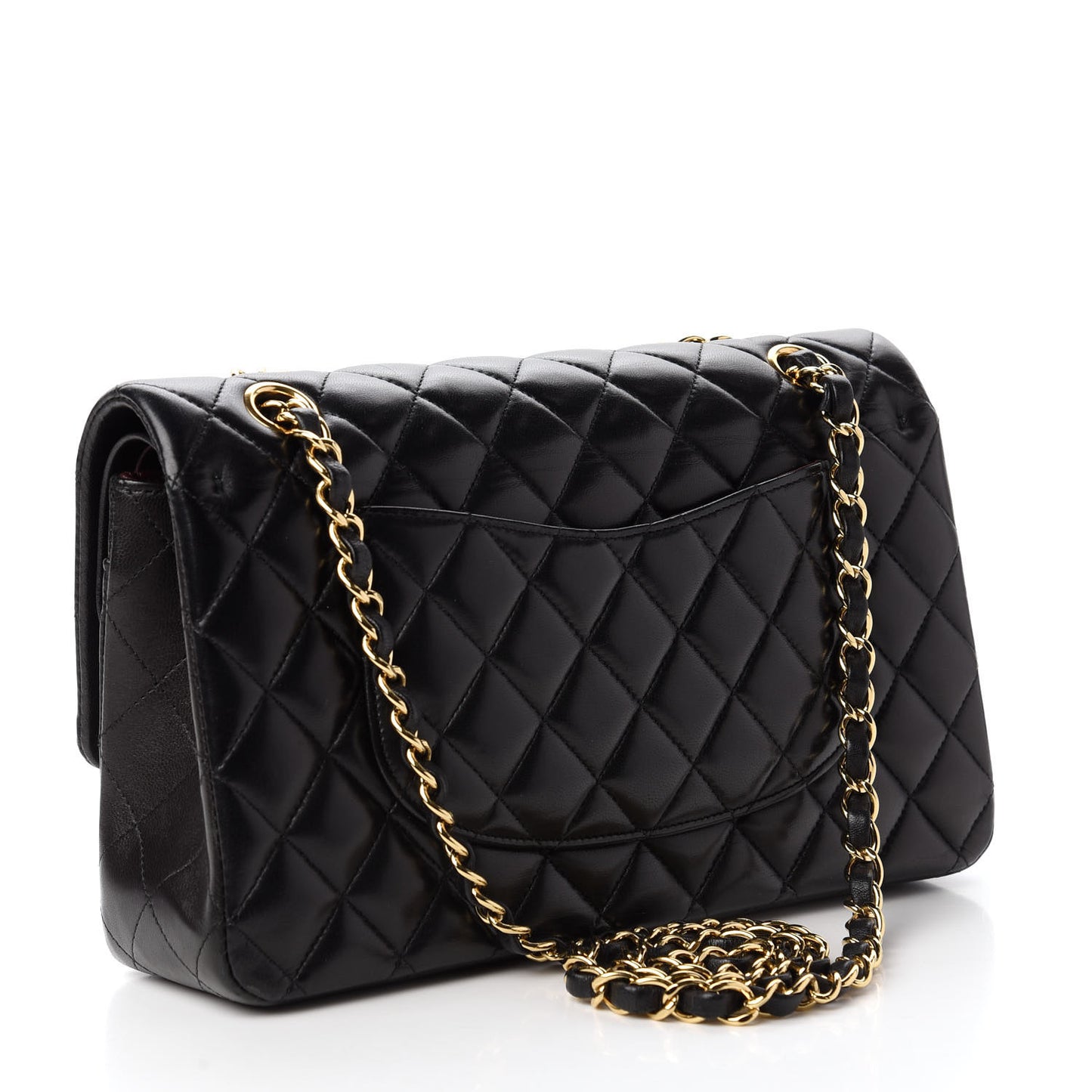 Lambskin Quilted Medium Double Flap Black