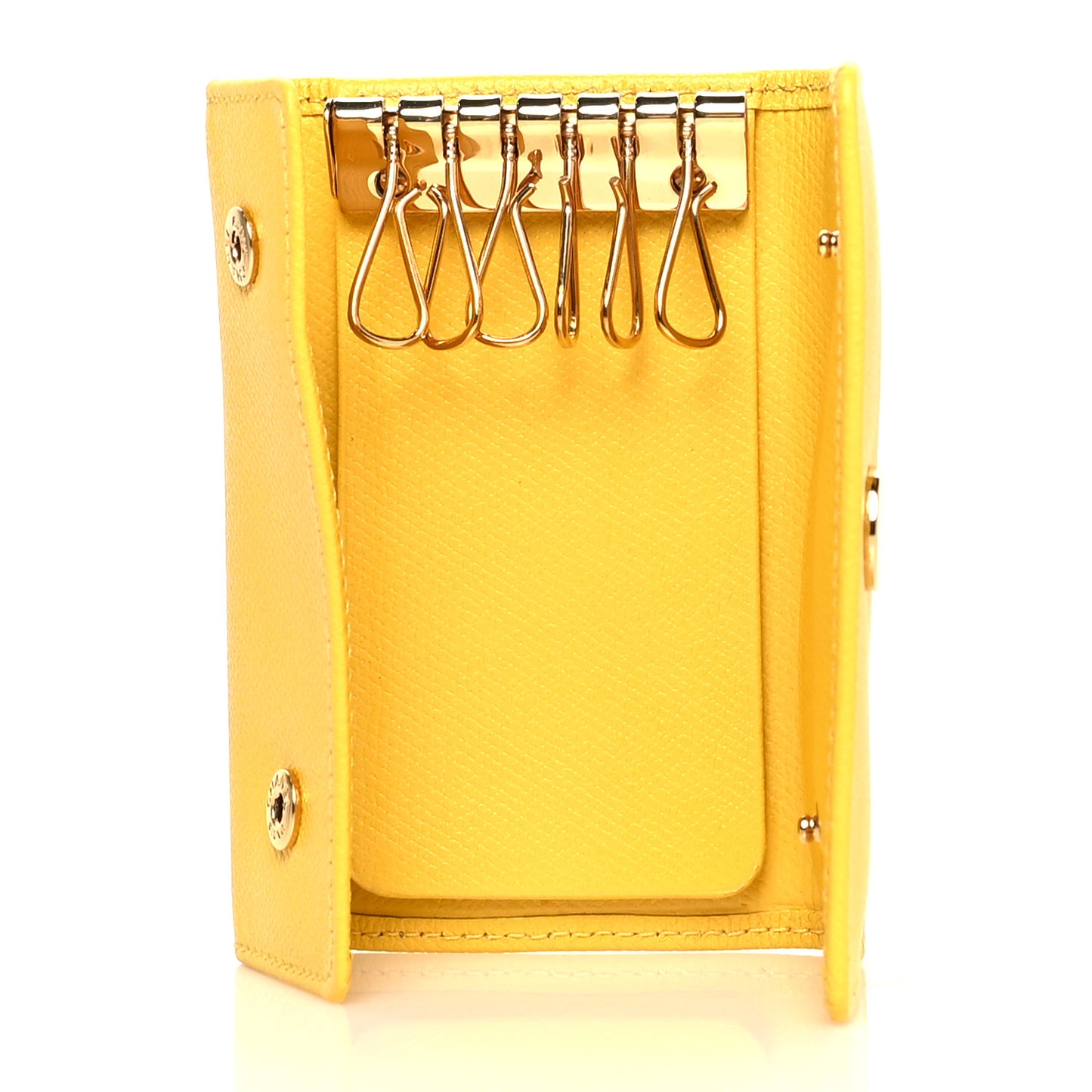 Grained Calfskin CC Button 6 Key Holder Yellow