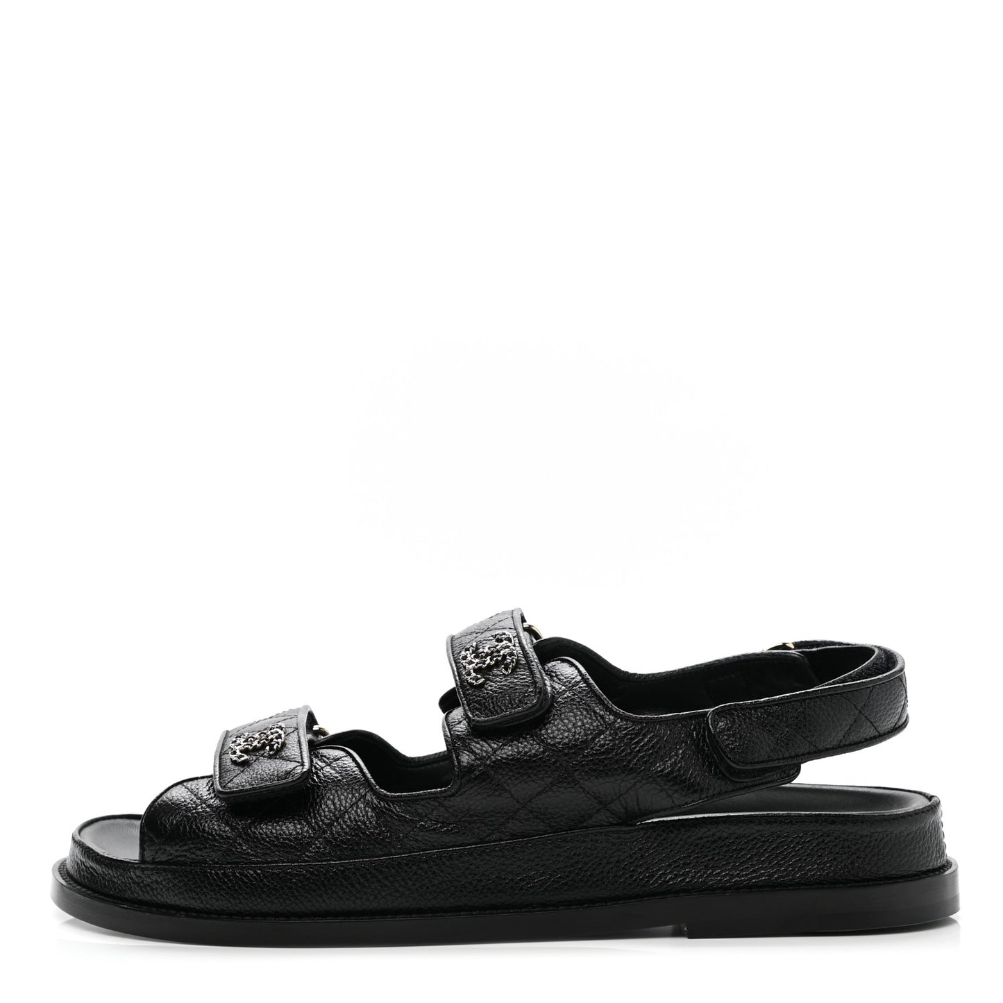 Grained Calfskin Velcro Dad Sandals 40.5 Black