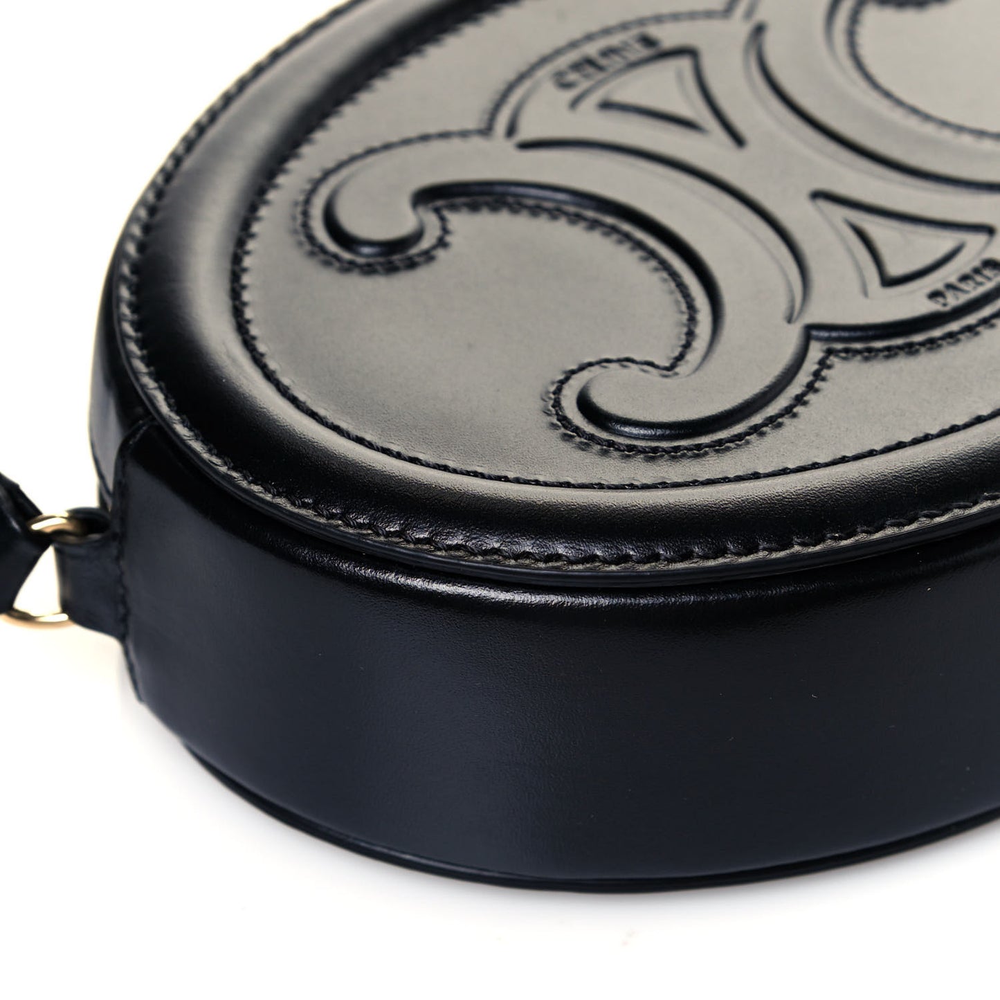 Smooth Calfskin Oval Purse Crossbody Black