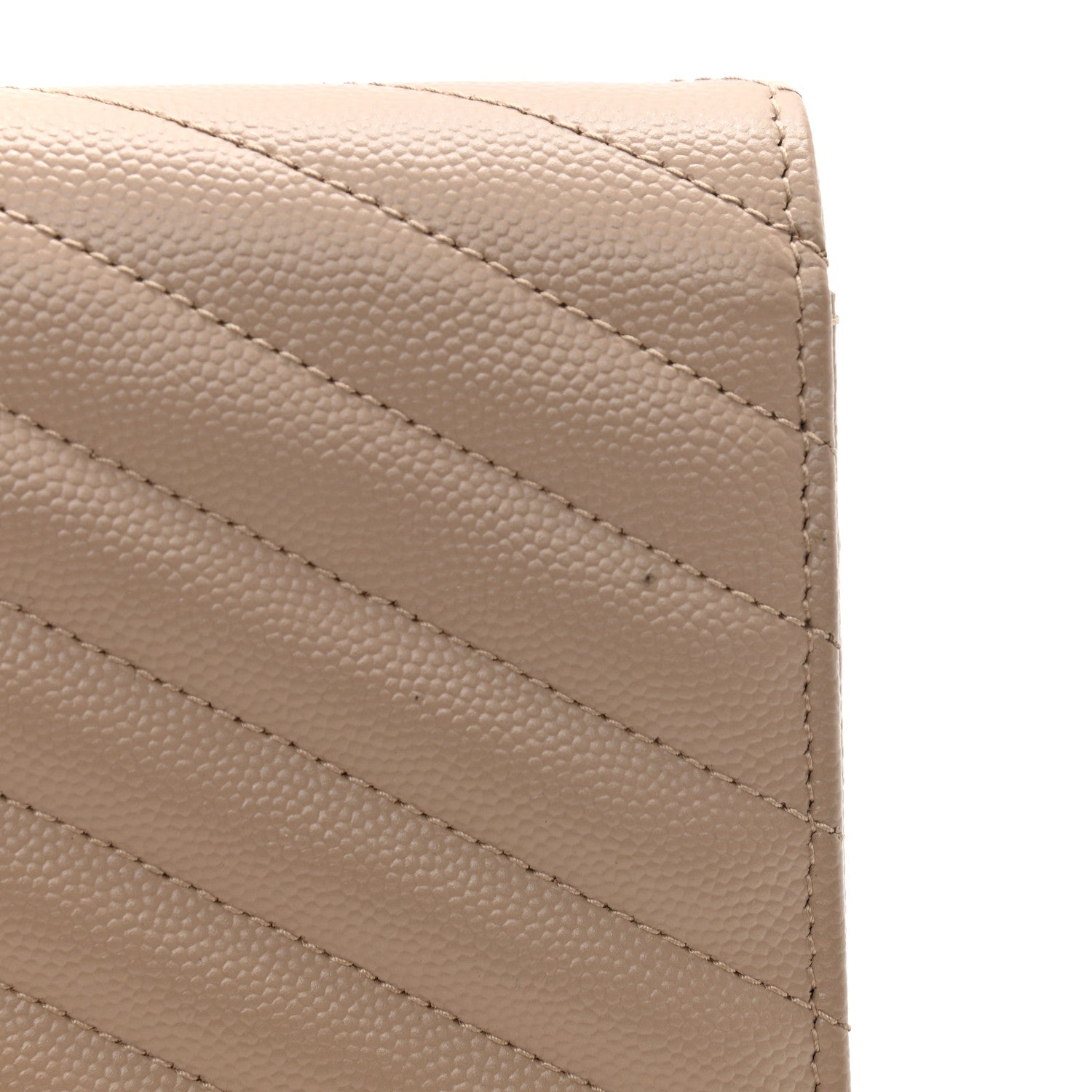 Saint Laurent Grain De Poudre Matelasse Chevron Monogram Envelope Chain Wallet Dark Beige 10 of 10