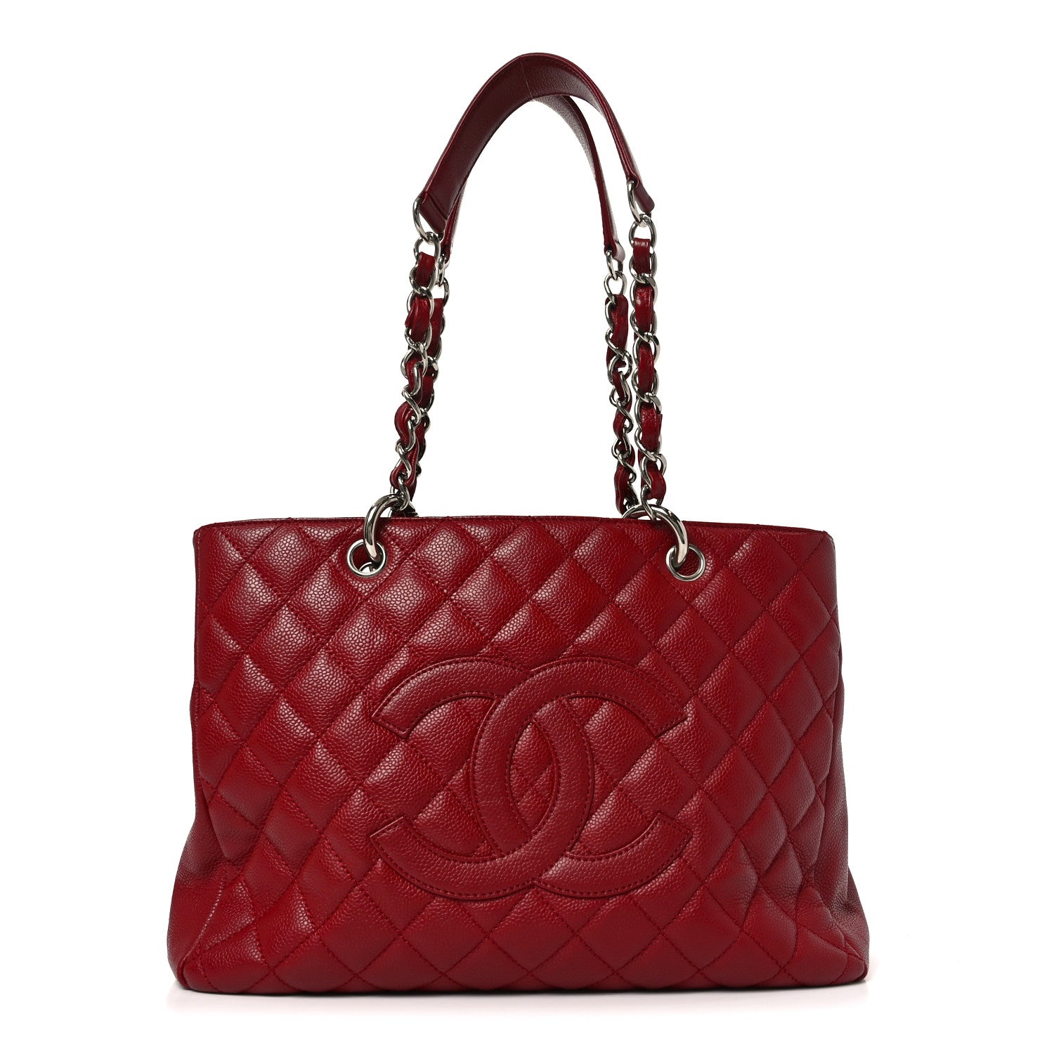 Chanel Caviar Quilted Grand Shopping Tote GST Red 1 of 9
