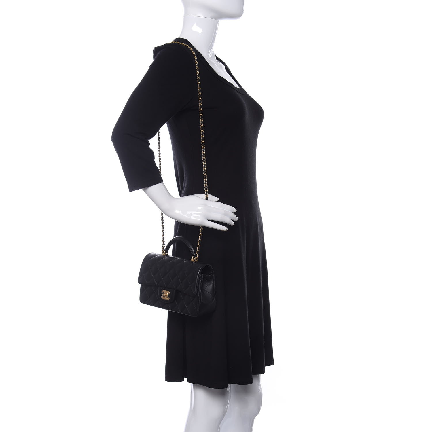 Chanel Lambskin Quilted Mini Top Handle Rectangular Flap Black 2 of 11