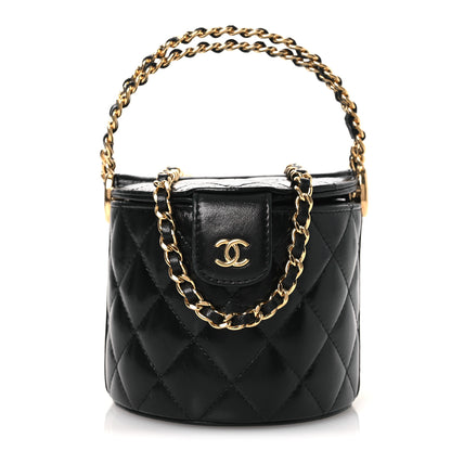 Chanel Lambskin Quilted Chain Top Handle Vanity With Chain  Black 1 of 10