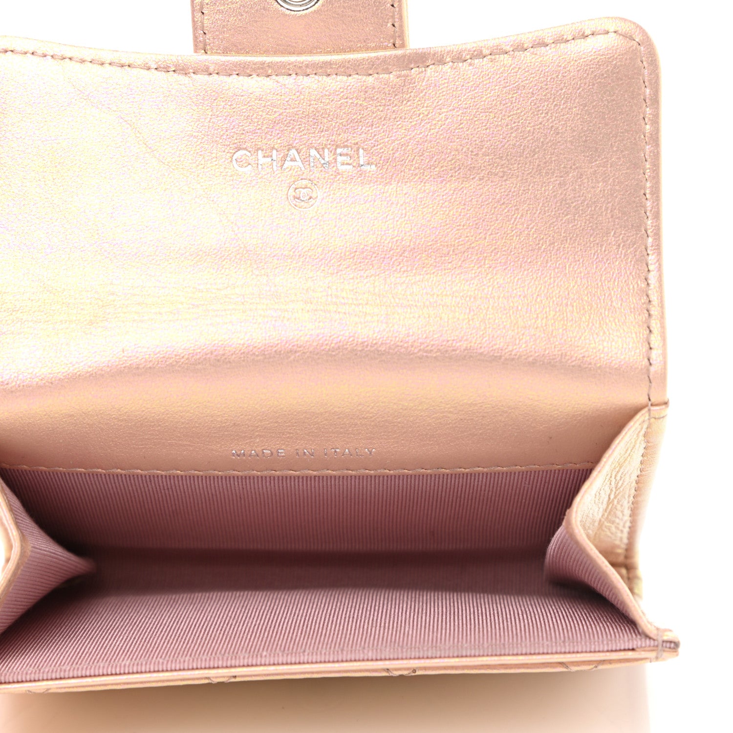 Chanel Iridescent Calfskin Quilted Flap Card Holder Wallet Pink 5 of 9
