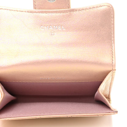 Chanel Iridescent Calfskin Quilted Flap Card Holder Wallet Pink 5 of 9