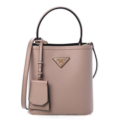 Prada Saffiano Cuir Calfskin Small Panier Bucket Bag Cipria Black 1 of 4