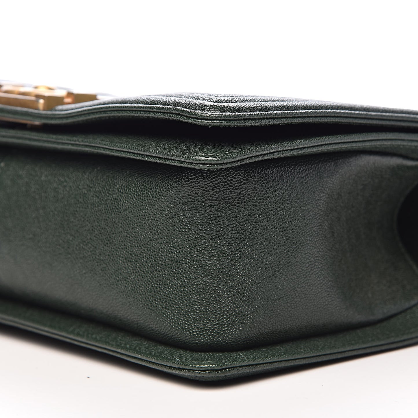 Caviar Chevron Quilted Medium Boy Flap Dark Green