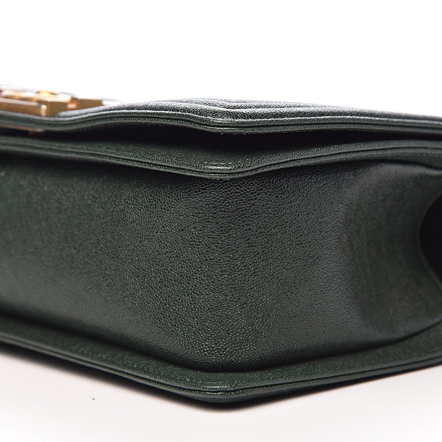 Chanel Caviar Chevron Quilted Medium Boy Flap Dark Green 9 of 11