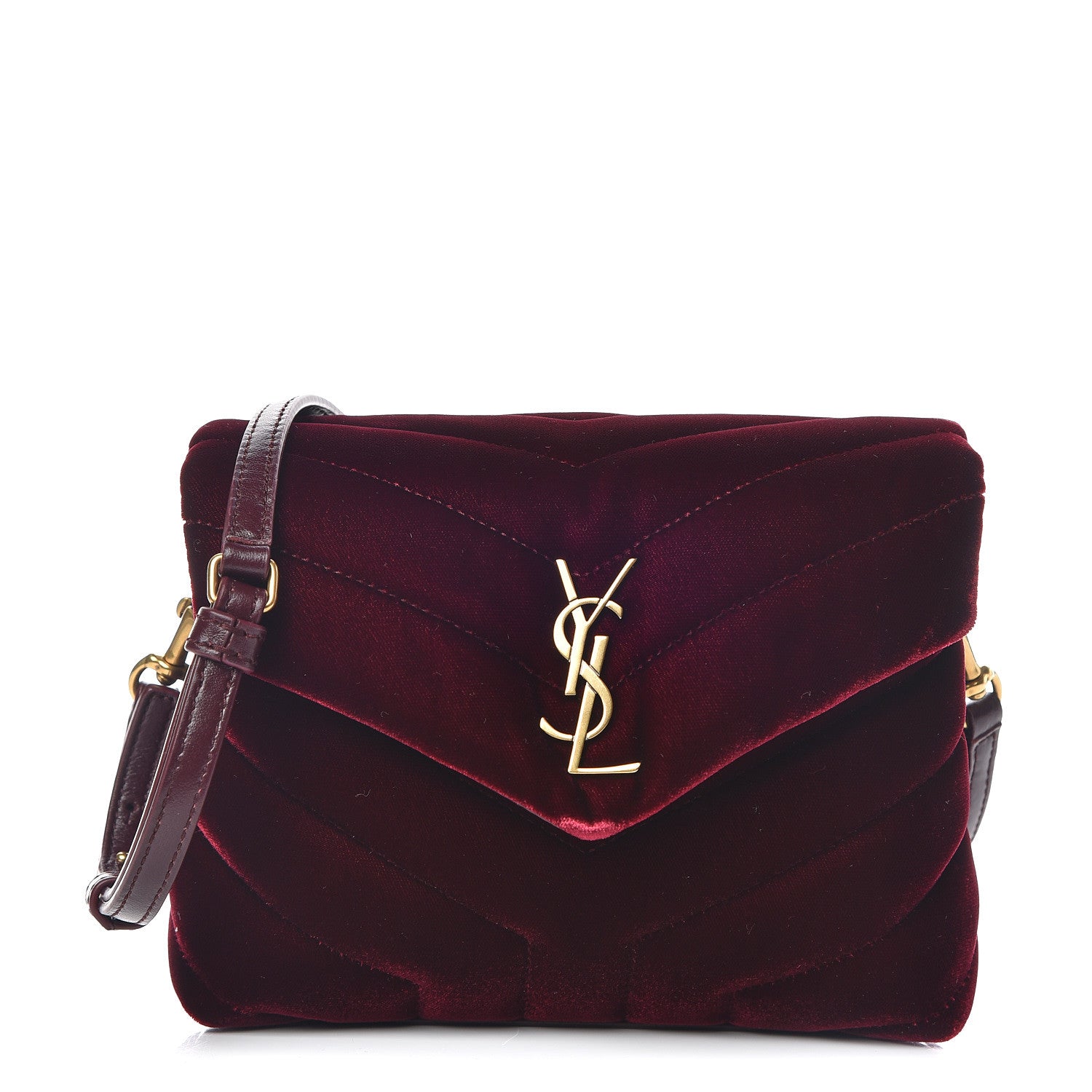 Saint Laurent Velvet Y Quilted Monogram Toy Loulou Crossbody Bag French Burgundy 1 of 9
