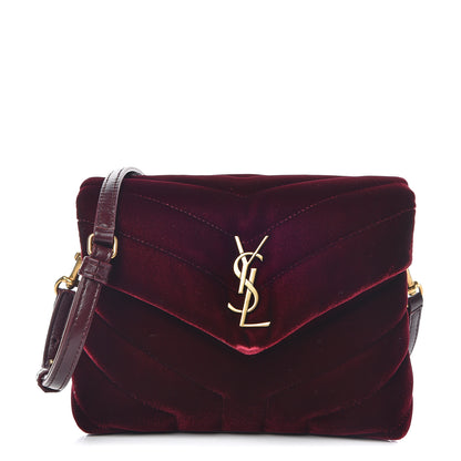 Saint Laurent Velvet Y Quilted Monogram Toy Loulou Crossbody Bag French Burgundy 1 of 9
