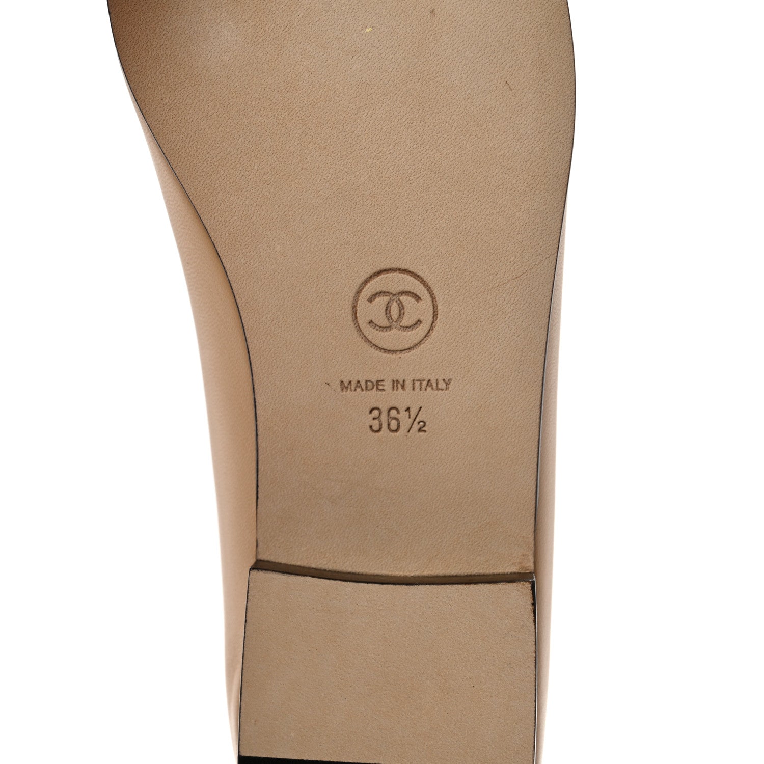 Chanel Lambskin Cap Toe CC Ballerina Flats 36.5 Beige Black 6 of 11