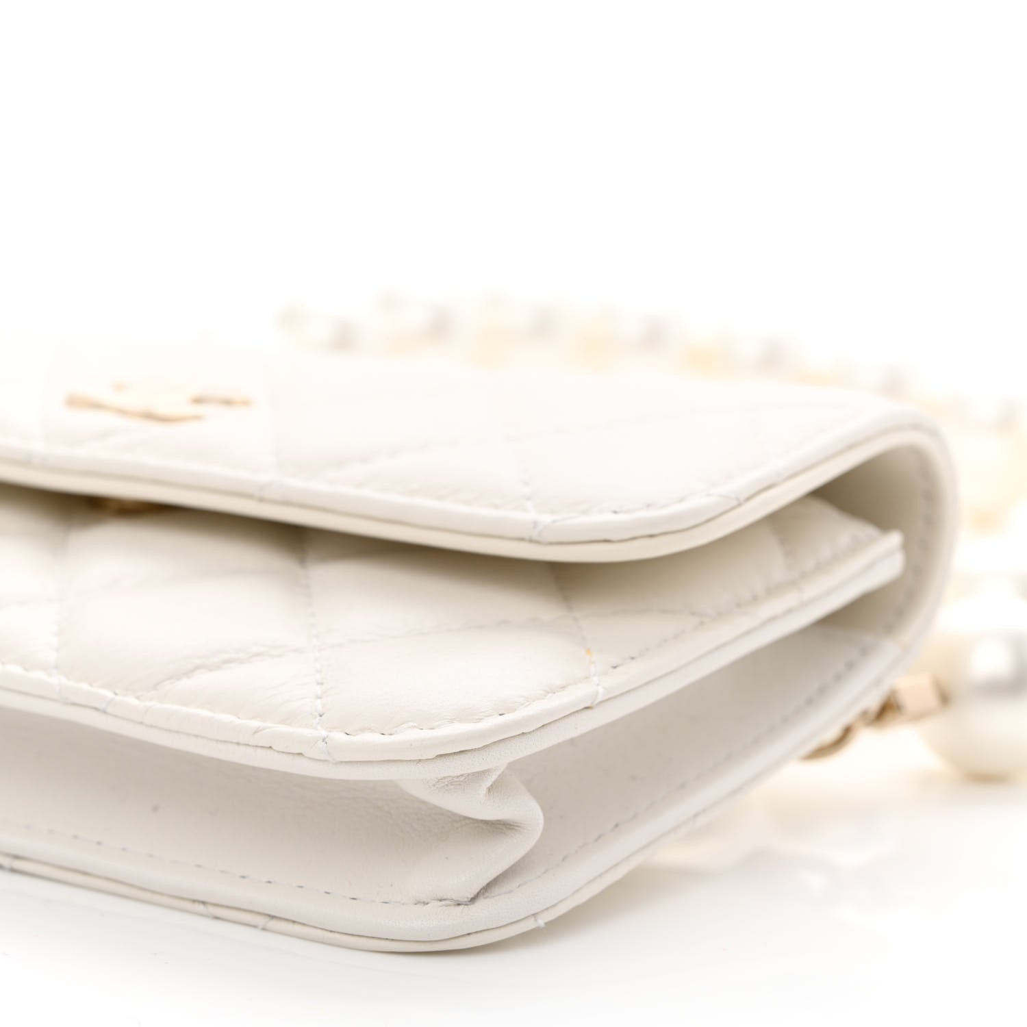 Chanel Calfskin Quilted Maxi Pearls Clutch With Chain White 11 of 14