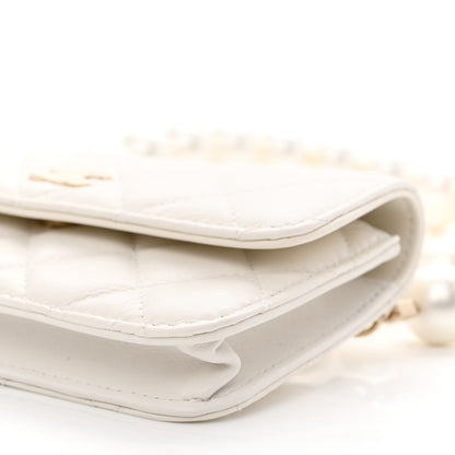 Chanel Calfskin Quilted Maxi Pearls Clutch With Chain White 11 of 14