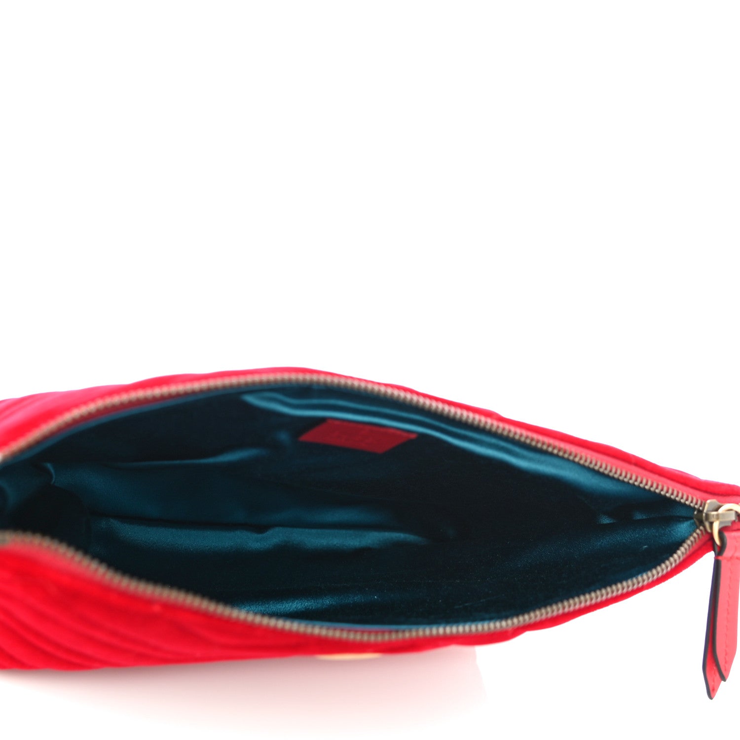 Gucci Velvet Matelasse GG Marmont Zip Pouch Hibiscus Red 5 of 11