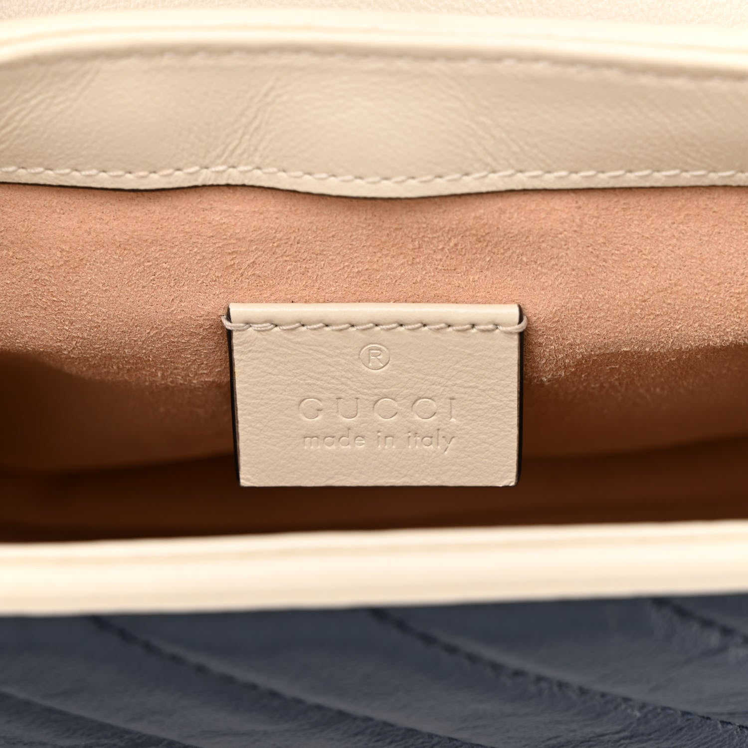Gucci Vintage Effect Calfskin Matelasse Diagonal Mini Torchon GG Marmont Top Handle Shoulder Bag Blue Agata Mystic White 6 of 10